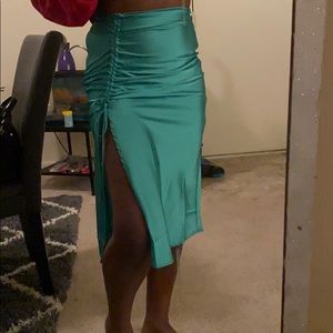 silk skirt w/ split and tie up